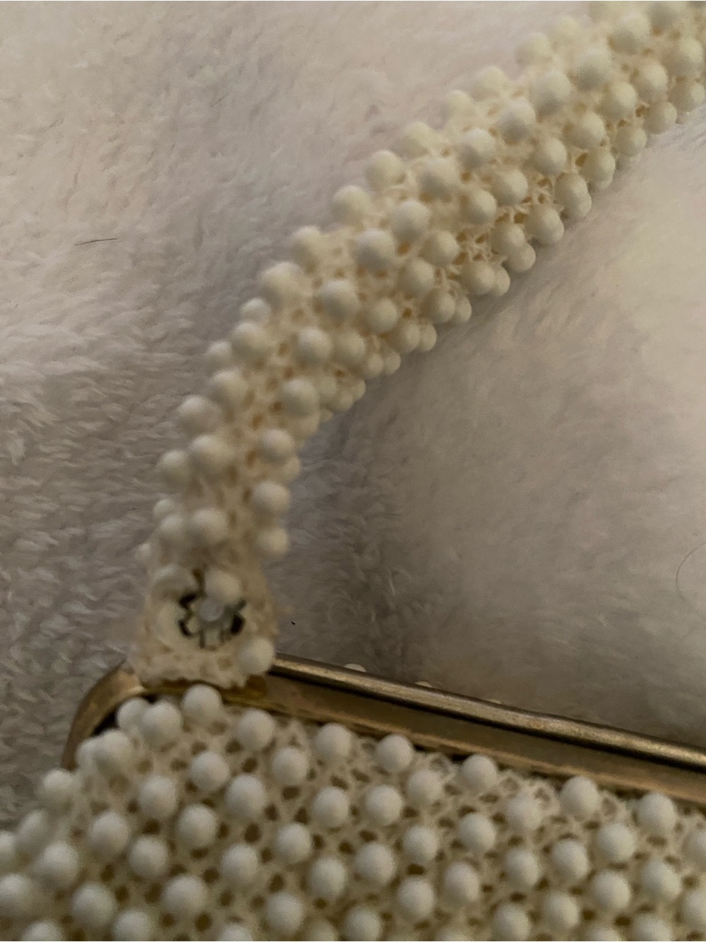 Cream Beaded Handheld Clutch with Top Handle - Picture 5 of 5